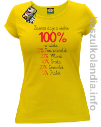 zawsze daję z siebie 100_ w szkole - koszulka damska - żółty