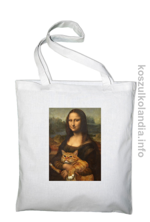 Mona Lisa z kotem - Torba EKO biała 