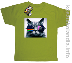 Kot w okularach tęczowo - kotowych - koszulki dziecięce - kiwi