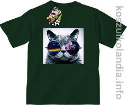Kot w okularach tęczowo - kotowych - koszulki dziecięce - butelkowa
