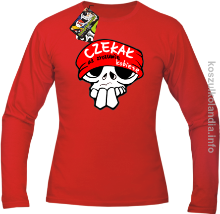 Czekał aż zrozumie kobietę - Longsleeve męski czerwony 