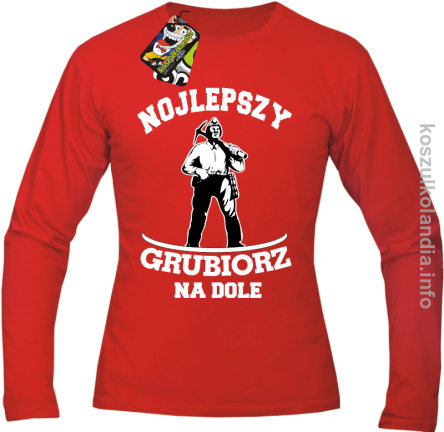 Nojlepszy Grubiorz na dole -  Longsleeve męski czerwona 