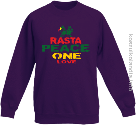 Rasta Peace ONE LOVE - bluza bez kaptura dziecięca - fioletowa