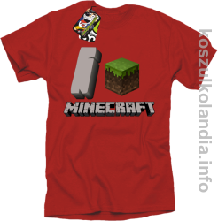 I love minecraft -  koszulka męska - cezrwona