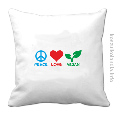 Peace Love Vegan - Poduszka biała 