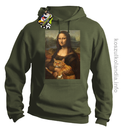 Mona Lisa z kotem - Bluza z kapturem