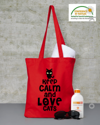 Keep Calm and Love Cats Black Filo - Torba EKO czerwona 