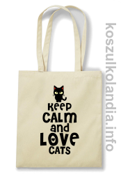 Keep Calm and Love Cats Black Filo - Torba EKO beżowa 