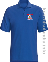 Święta na pełnej Piź#zie - Koszulka męska Polo niebieska 
