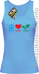 Peace Love Vegan - Top damski błękit 