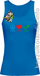 Peace Love Vegan - Top damski niebieski