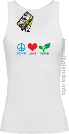 Peace Love Vegan - Top damski biały 