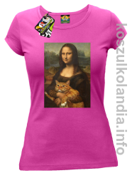 Mona Lisa z kotem - koszulka damska fuchsia 