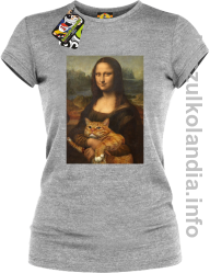 Mona Lisa z kotem - koszulka damska melanż 