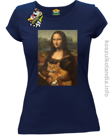 Mona Lisa z kotem - koszulka damska