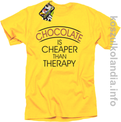 Chocolate is cheaper than therapy - koszulka STANDARD - żółty