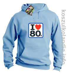 I love 80 - bluza z kapturem - błękitny
