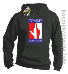 Tommy Middle Finger -  bluza z kapturem - szara