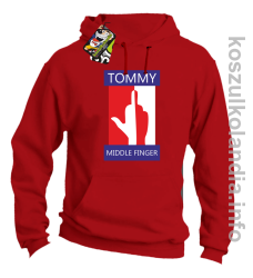 Tommy Middle Finger -  bluza z kapturem - czerwona