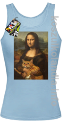 Mona Lisa z kotem - Top damski błękitny 