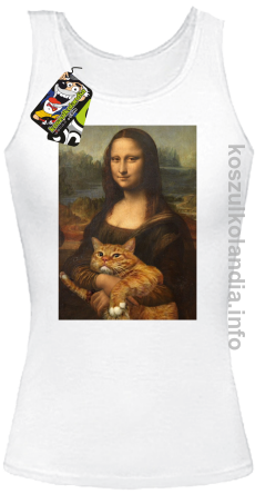 Mona Lisa z kotem - Top damski biały 