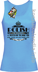 POLISH for begginers Scotch me tea who you - Top damski błękitny 