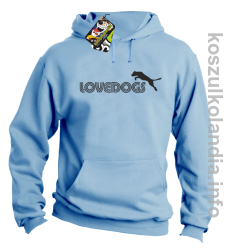 LoveDogs - Bluza męska z kapturem błękit 