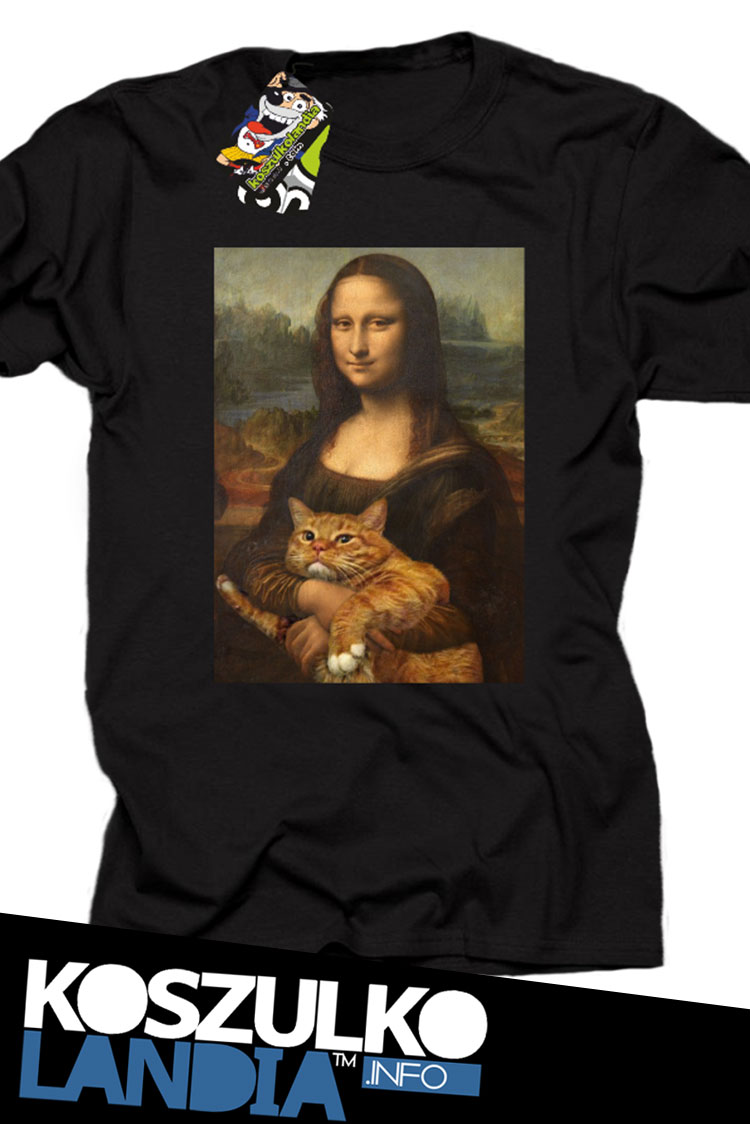 Mona Lisa z kotem - koszulka męska