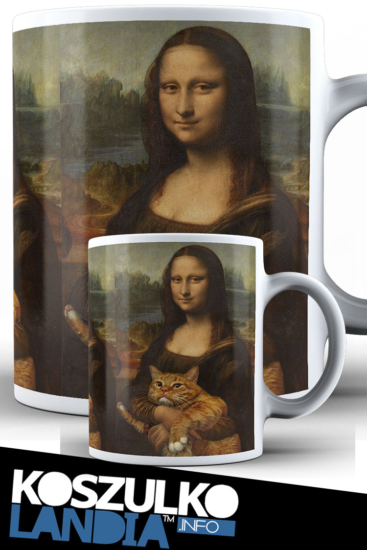 Mona Lisa z kotem - Kubek ceramiczny
